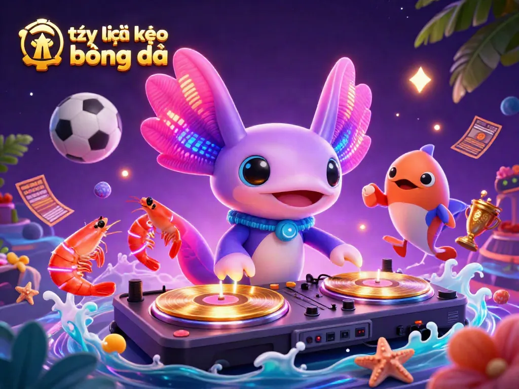 Tỷ lệ kèo bóng đá showcases a colorful casino scene with vibrant sports betting elements.