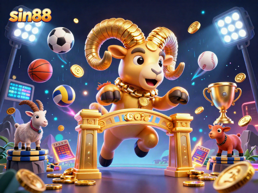 Experience thrilling action at sin88 with a dynamic 3D scene featuring vibrant sports elements and engaging characters.