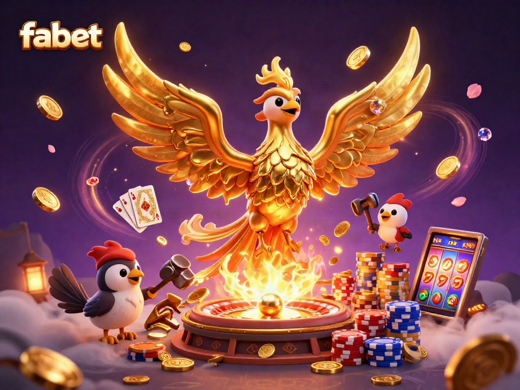 Engage with fabet's golden phoenix and dynamic casino gameplay elements in an immersive scene.