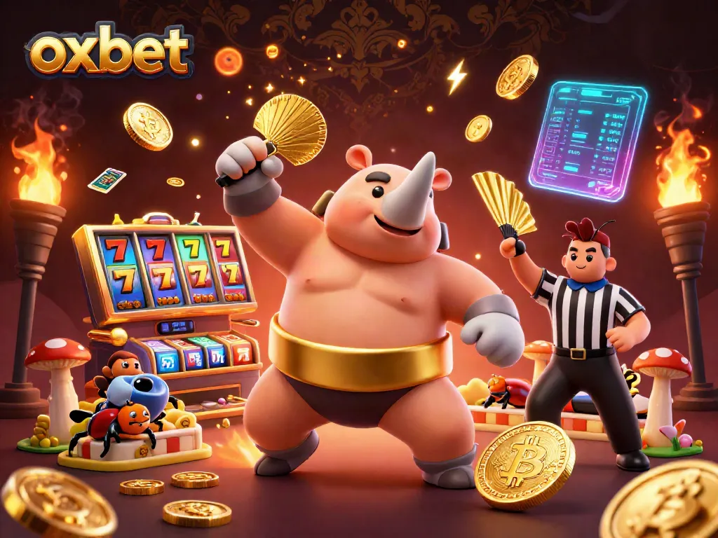 Experience exhilarating gameplay at oxbet with vibrant 3D illustration of animated casino action and characters.